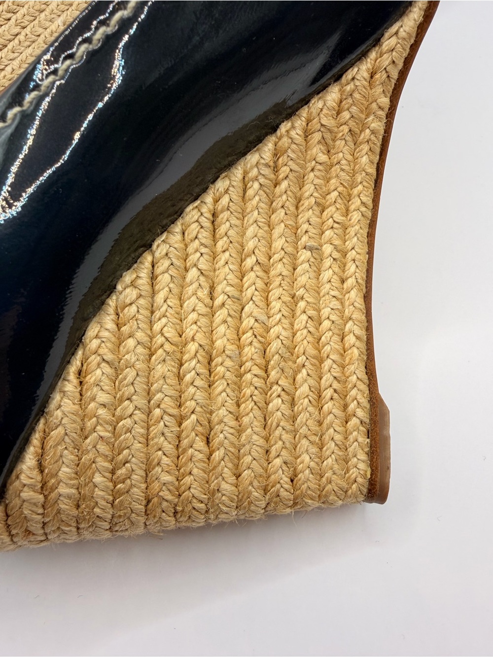 Patent Navy Peep-Toe Wedge Heels - Picture 2 of 8